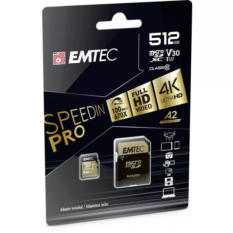 Speicherkarte Emtec 512GB MicroSDXC UHS-I ECMSDM512GXC10SP