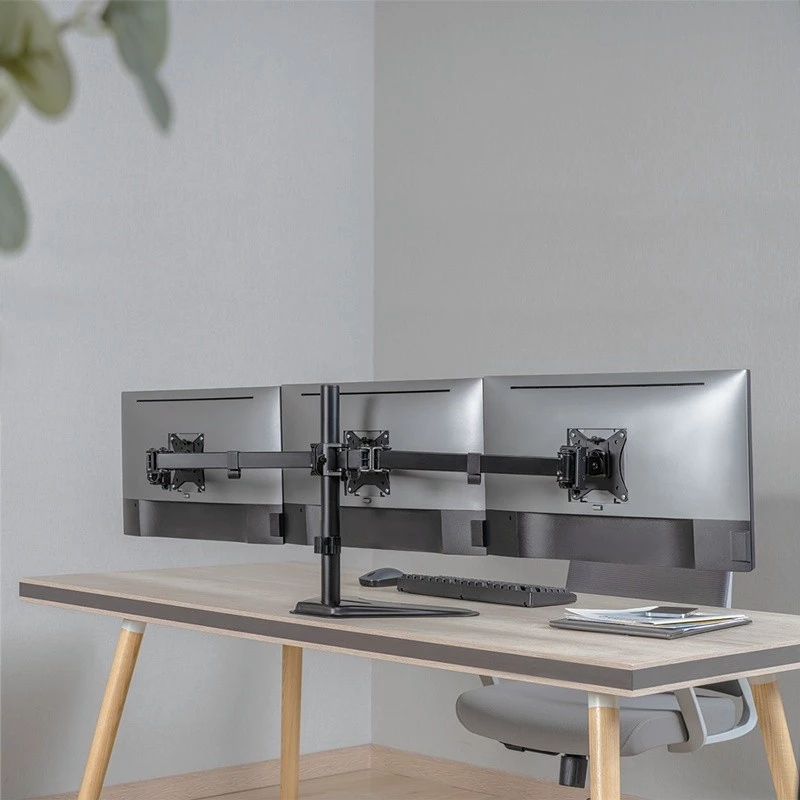 LOGILINK BP0174 Dreifach-Monitorhalterung 17-27 Zoll Armlänge je 658 mm mit Smartphone-Halterung Aluminium