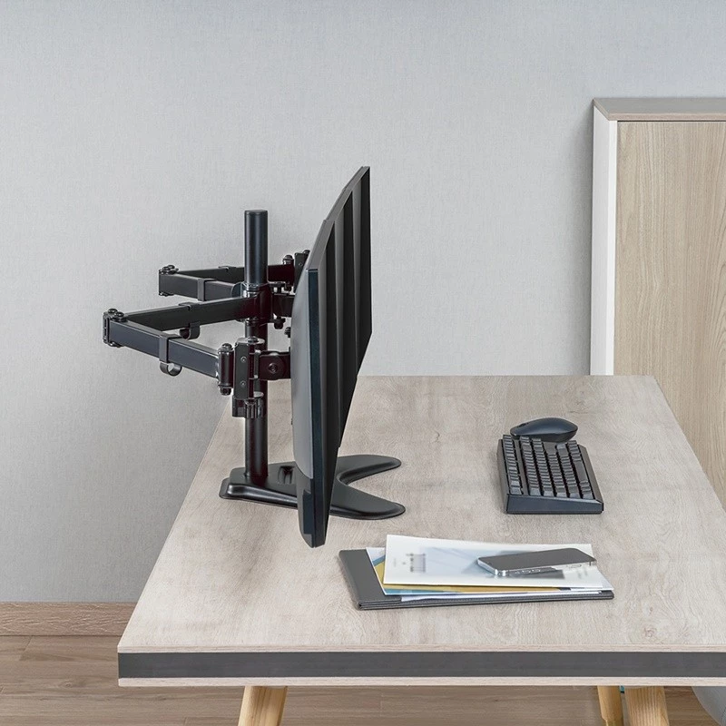 LOGILINK BP0174 Dreifach-Monitorhalterung 17-27 Zoll Armlänge je 658 mm mit Smartphone-Halterung Aluminium