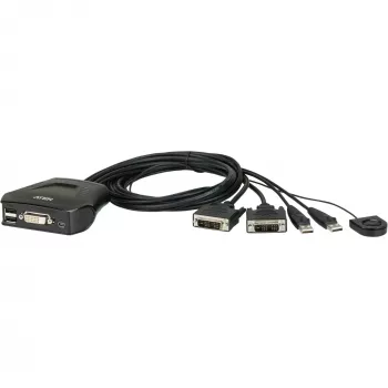 Aten 2-Port USB DVI KVM-Switch mit Fernbedienung zur Portauswahl