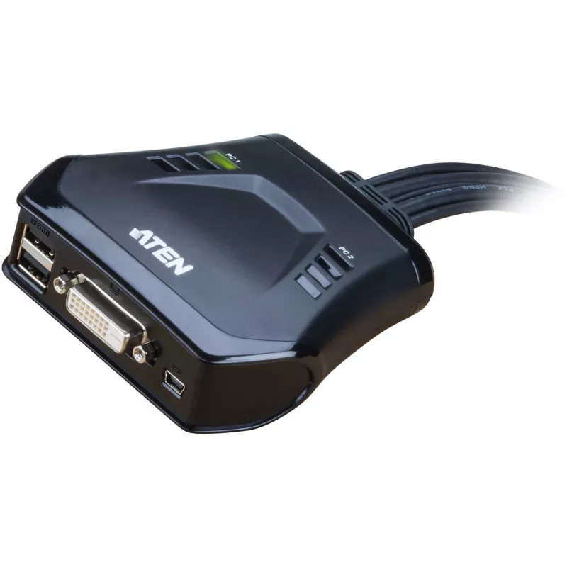 Aten 2-Port USB DVI KVM-Switch mit Fernbedienung zur Portauswahl