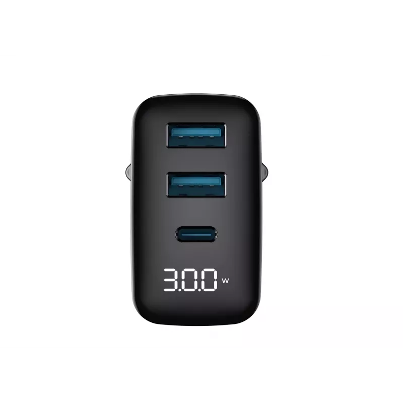 Ladegerät HAVIT UCLE001 EU GaN Drei-Port 30 W schwarz — kompaktes USB-Ladegerät mit 3 Anschlüssen