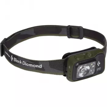 Schwarz Diamond Spot 400 Schwarz, Stirnlampe mit olivfarbenem Stirnband