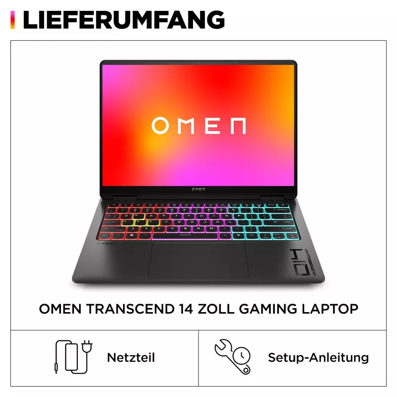 HP OMEN 14-fb0174ng 14.0 2.8k OLED 120Hz, Intel Ultra 7-155H, 16GB RAM, 512GB SSD, RTX 4060, inkl. Windows 11 Home & Installat