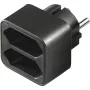 Netzadapter 1x Schutzkontaktstecker > 2x Euro, Steckdosenadapter schwarz, platzsparender Verteilerstecker