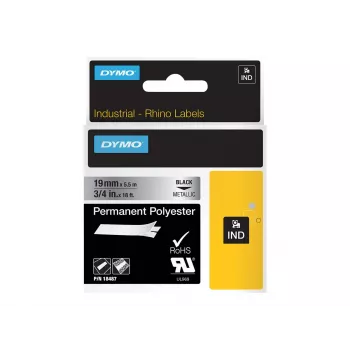 DYMO 19 mm RHINO Permanent Polyester - Schwarz auf Grau - Polyester - D1 - Belgien - Box (S0718200)