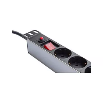 Power Strip 48,30cm (19), 1HE, Schutzkontaktstecker auf 8x Schutzkontaktsteckdose, ÜSS, Schalter, Aluminiumprofil, Good Connections® (GC-N0087)