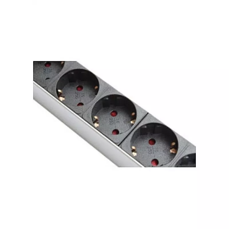 Power Strip 48,30cm (19), 1HE, Schutzkontaktstecker auf 8x Schutzkontaktsteckdose, ÜSS, Schalter, Aluminiumprofil, Good Connections® (GC-N0087)