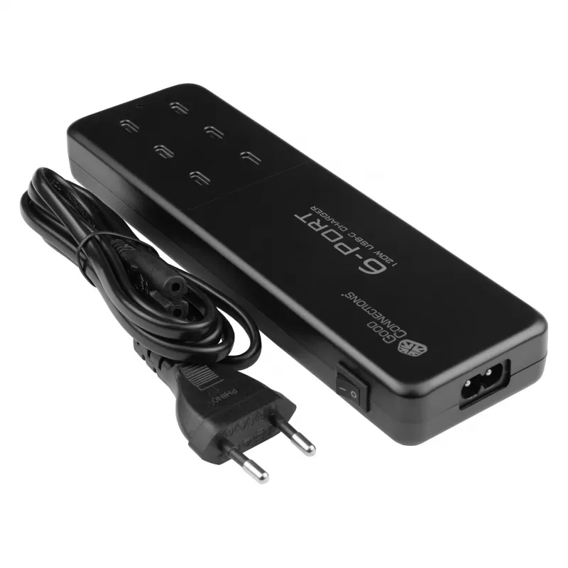 USB-Desktop-Schnellladestation 120W, 6-Port (6x USB-Câ„¢), PD 3.0, QC 4+, schwarz, Good Connections (PCA-D003S)