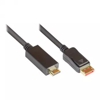 Verbindungskabel DisplayPort 1.4 auf HDMI 2.0, 4K @60Hz, vergoldete Kontakte, OFC, schwarz, 2m, Good Connections® (DP14-HDMI)