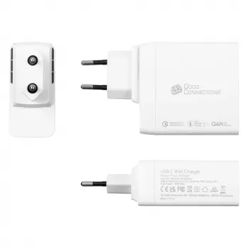 Good Connections GC USB-Fast Charger 140W GaN-Technologie, 2x USB-C, PD 3.1, QC 5.0, PPS Weiß -• USB-Schnellladegerät 140W• für Smartphones