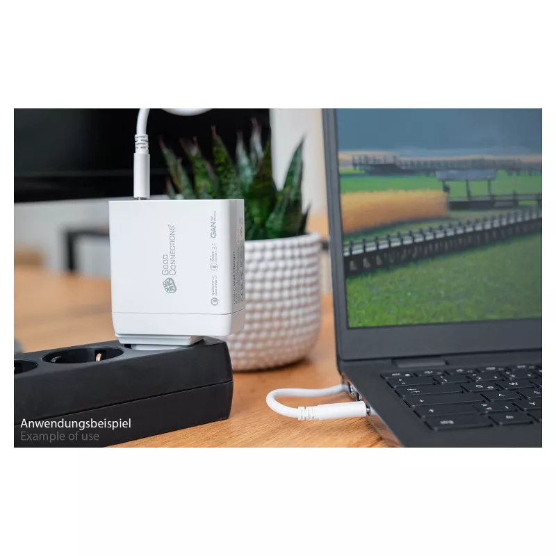 Good Connections GC USB-Fast Charger 140W GaN-Technologie, 2x USB-C, PD 3.1, QC 5.0, PPS Weiß -• USB-Schnellladegerät 140W• für Smartphones