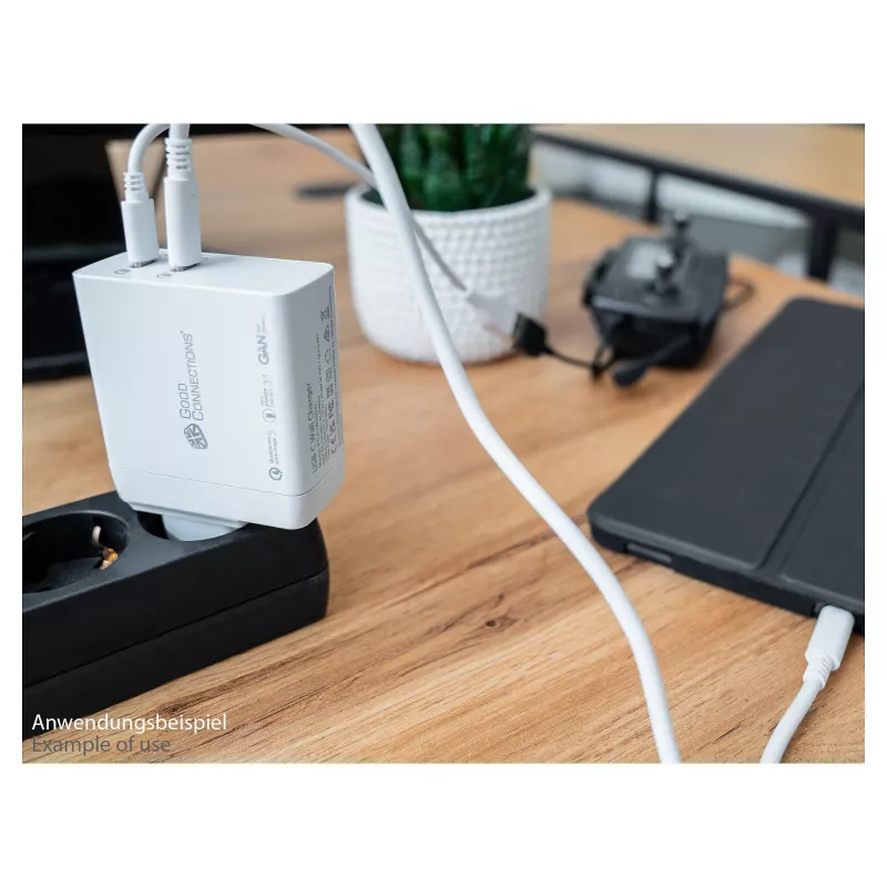 Good Connections GC USB-Fast Charger 140W GaN-Technologie, 2x USB-C, PD 3.1, QC 5.0, PPS Weiß -• USB-Schnellladegerät 140W• für Smartphones