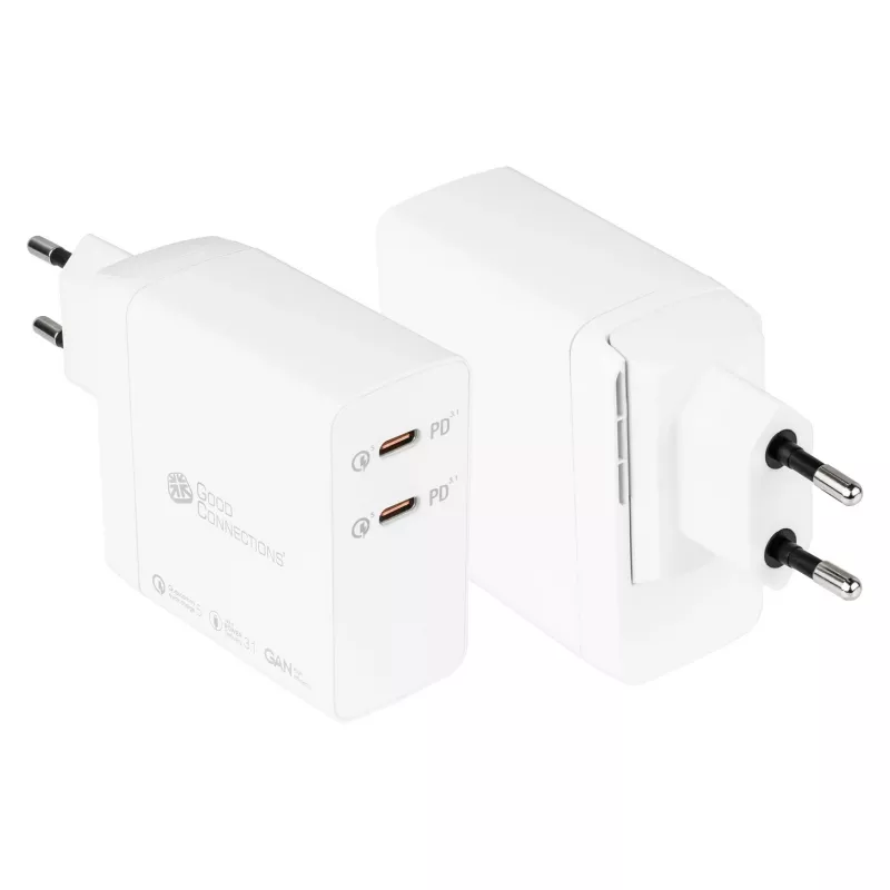 Good Connections GC USB-Fast Charger 140W GaN-Technologie, 2x USB-C, PD 3.1, QC 5.0, PPS Weiß -• USB-Schnellladegerät 140W• für Smartphones