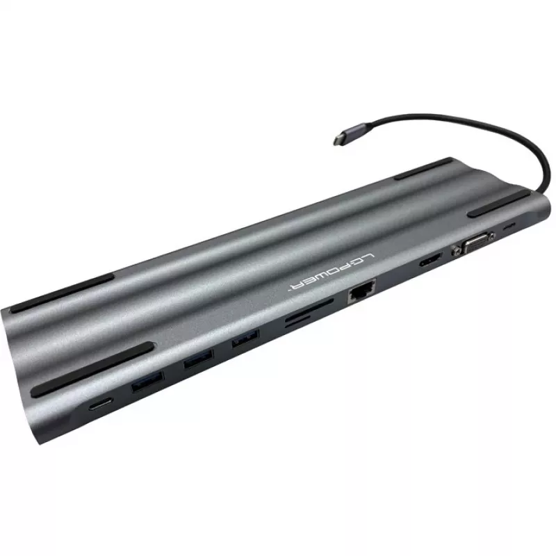 LC-Power LC-HUB-C-MULTI-8 USB-C auf 3xUSB-A/2xUSB-C/HDMI/VGA/MicroSD/SD/RJ45/Audio