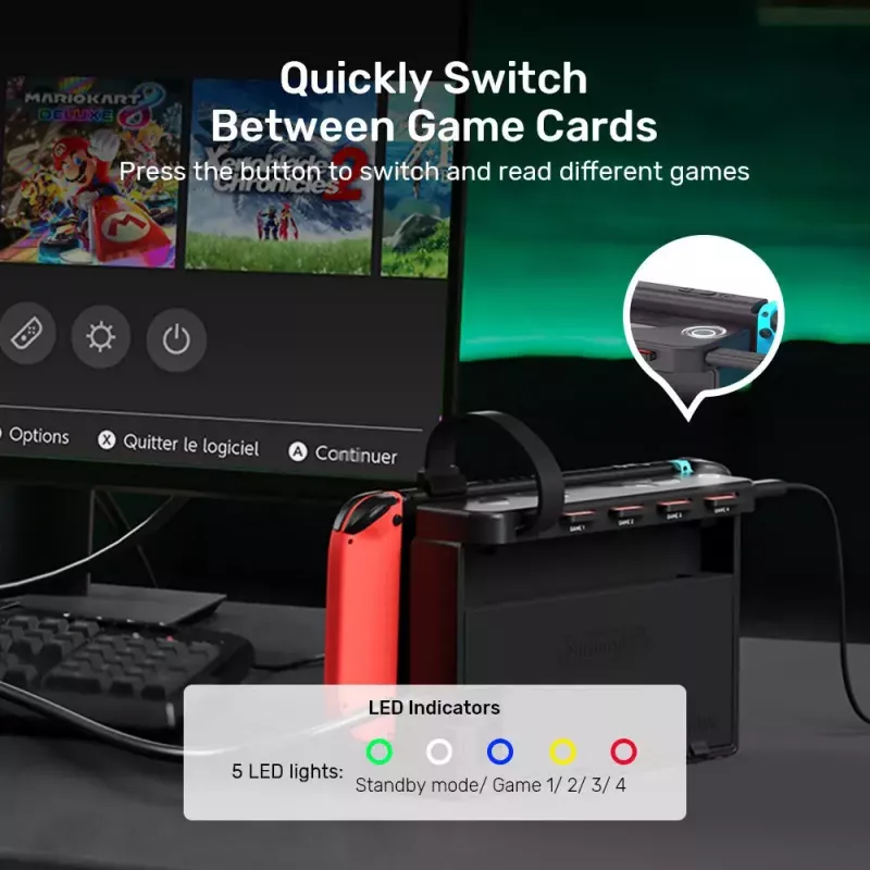 Dockingstation UNITEK G1002D für Nintendo Switch Kabelgebunden Schwarz