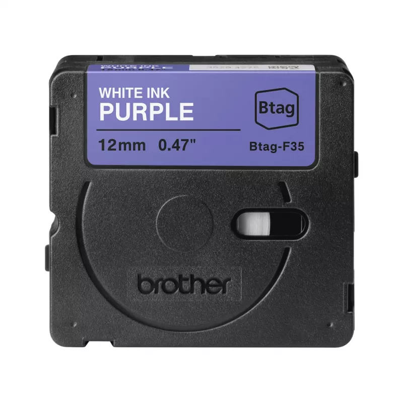 Etikettierband Brother BTAG-F35 Weiß auf Lila 1,2 cm 4 m