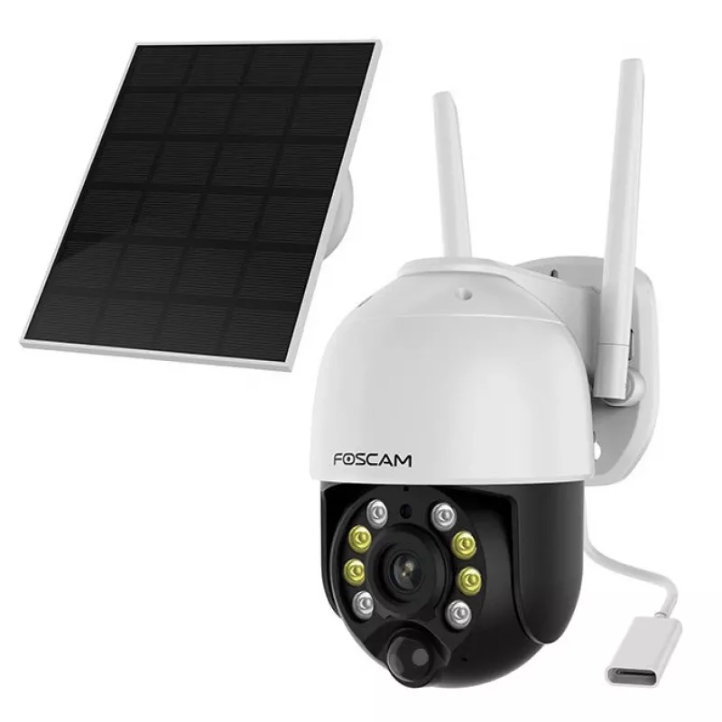 IP-Sicherheitskamera Foscam B4 Dome 4 MP (2560×1440), WLAN 2,4 GHz, IP65, Solar + Batterie 5000 mAh, 355° Schwenken, 90° Neigen