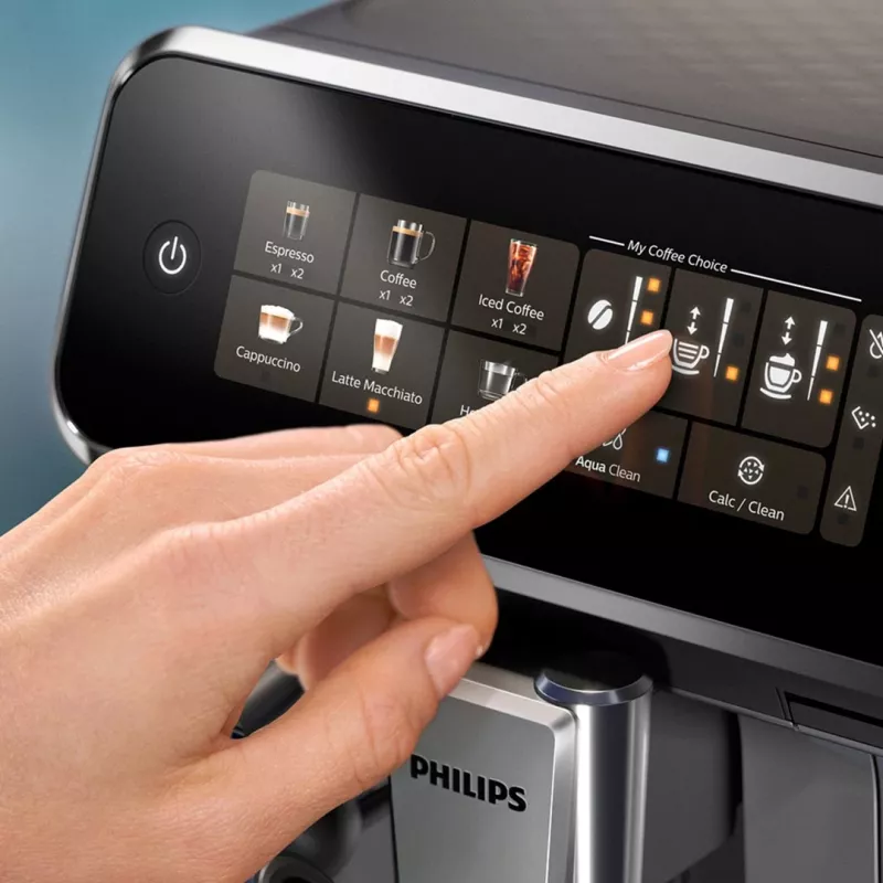 Espressomaschine Philips EP3343/90 – vollautomatisch, 2 Tassen, 15 bar, Keramikmahlwerk, 275 g Bohnenbehälter, Milchtank, TFT-Touchdisplay