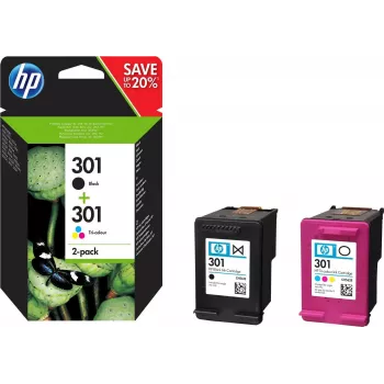 HP 301 - 2er-Pack - Schwarz, Farbe (Cyan, Magenta, Gelb)