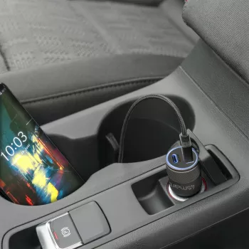4smarts Rapid+ - Auto-Netzteil - 27 Watt - 3 A - QC 3.0, PD - 2 Ausgangsports (USB, 24-polig USB-C)
