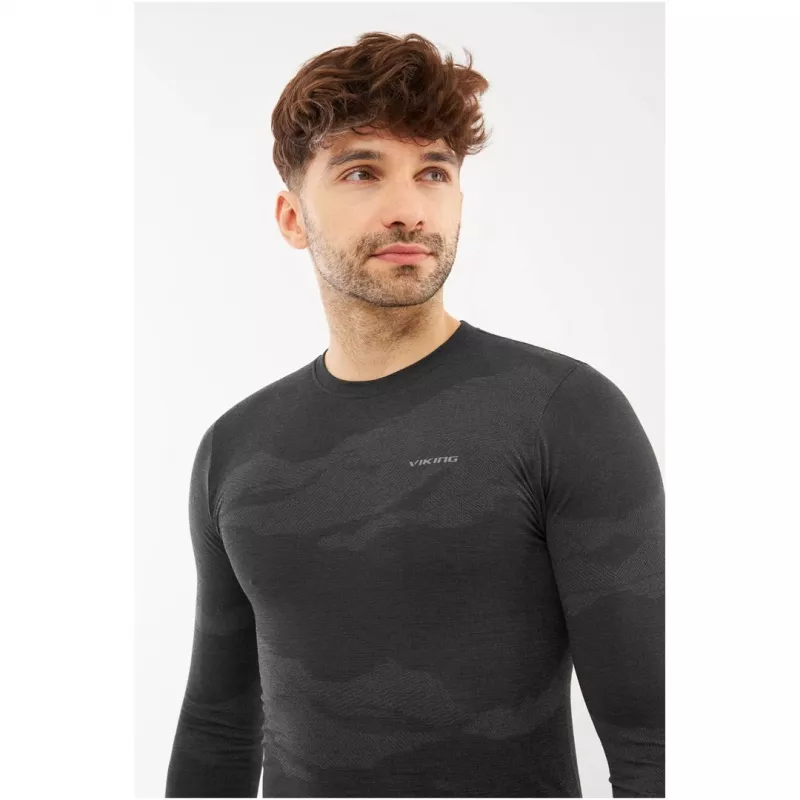 VIKING Gasher Man Langarm Merino Herrenunterwäsche, Größe M, schwarz