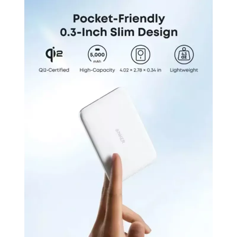 Tragbares Ladegerät Anker A1665H21 5000mAh schlank White