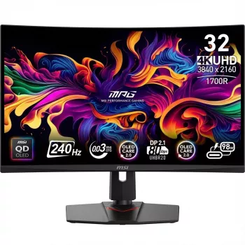 MSI MPG 321URXDE QD-OLED, Gaming-Monitor 80 cm (31.5 inch), schwarz, UltraHD/4K, QD-OLED, Adaptive-Sync, USB-C, 240Hz Panel (9S6-3DD29A-056)