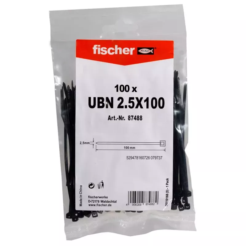 Leiterkabelbinder Fischer 87488 Nylon Schwarz 100 Stück 100 mm 2,5 mm