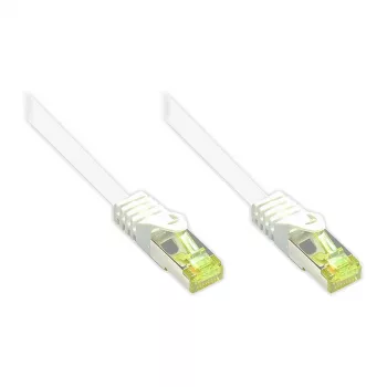 RJ45 Patchkabel mit Cat.7 Rohkabel und Rasthebelschutz (RNS®), S/FTP, PiMF, halogenfrei, 600MHz, OFC, Weiß, 60m, Good Connections® (8070R-600W)