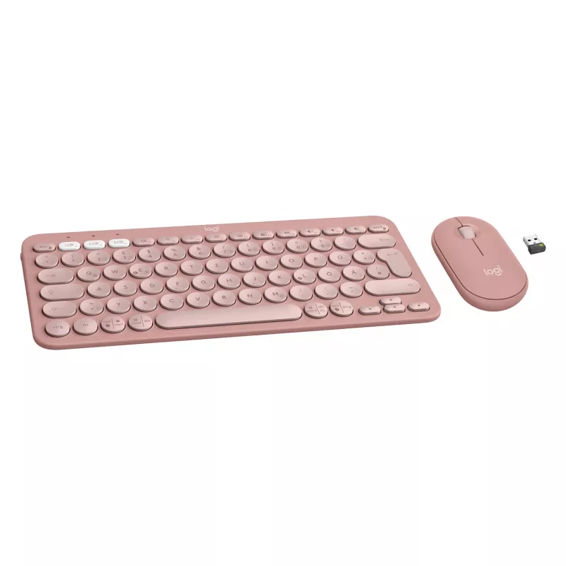 Logitech Pebble 2 Combo Tastatur Maus inklusive Universal RF Wireless + Bluetooth QWERTZ Deutsch Rosa (920-012205)