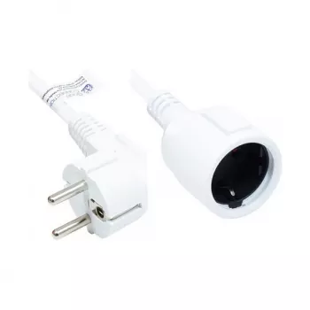 Verlängerungskabel Schutzkontakt Stecker-Stecker Typ E+F (CEE 7/7, gewinkelt) an Buchse Typ F (CEE 7/3, gerade), Weiß, 1,50 mm², 2 m, Good Connections® (P0102-W020)