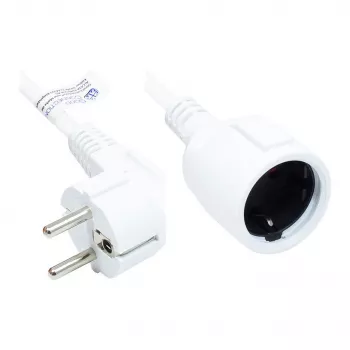Verlängerungskabel Schutzkontakt Stecker-Stecker Typ E+F (CEE 7/7, gewinkelt) an Buchse Typ F (CEE 7/3, gerade), Weiß, 1,50 mm², 3 m, Good Connections® (P0102-W030)