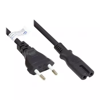 Euro-Netzkabel Euro-Stecker Typ C (gerade) an C7/Euro 8 Buchse (gerade), schwarz, 0,75 mm², 0,75 m, Good Connections® (P0370-S007)