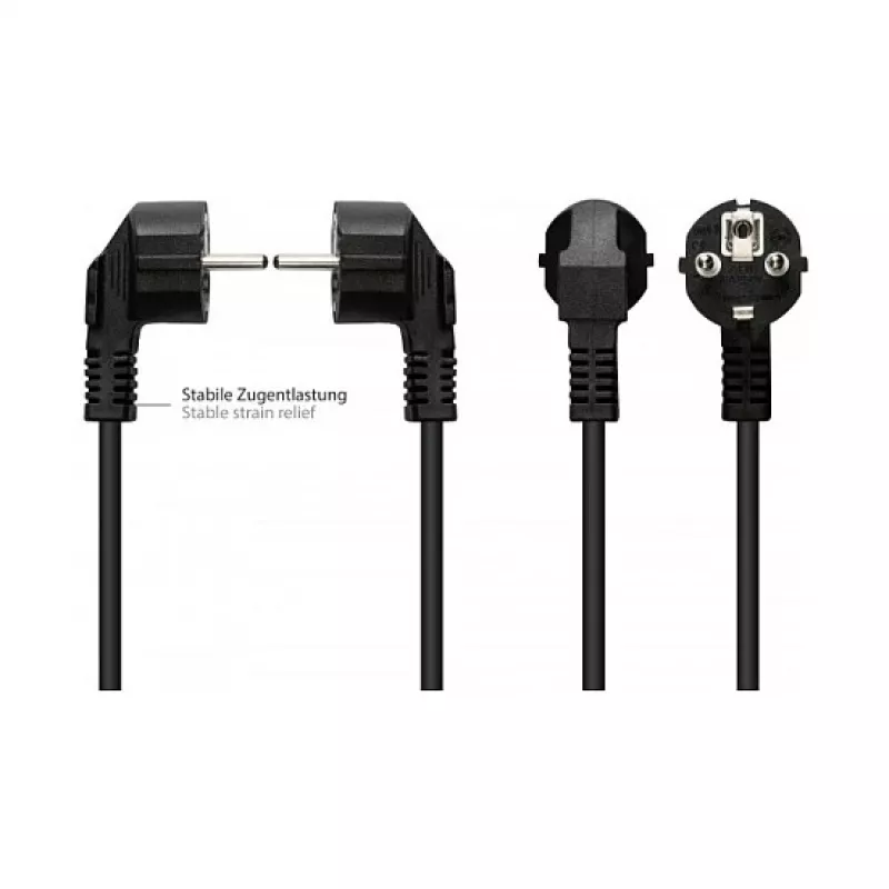 Netzkabel Schutzkontakt-Stecker Typ E+F (CEE 7/7, gewinkelt) an C13 (gerade), schwarz, 1,50 mmÂ², 7,5 (P0130-S075)