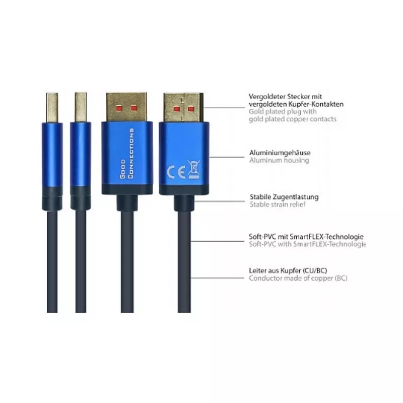 Alcasa SmartFLEX-Kabel – 5 m – DisplayPort – DisplayPort – Stecker – Stecker – 7680 x 4320 Pixel (4814-SF050B)