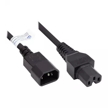 IEC Appliance-Hot-Condition Appliance-Connection Kabel C14 (gerade) auf C15 (gerade), schwarz, 0,75 mm², 1 m, Good Connections® (P1450-S010)