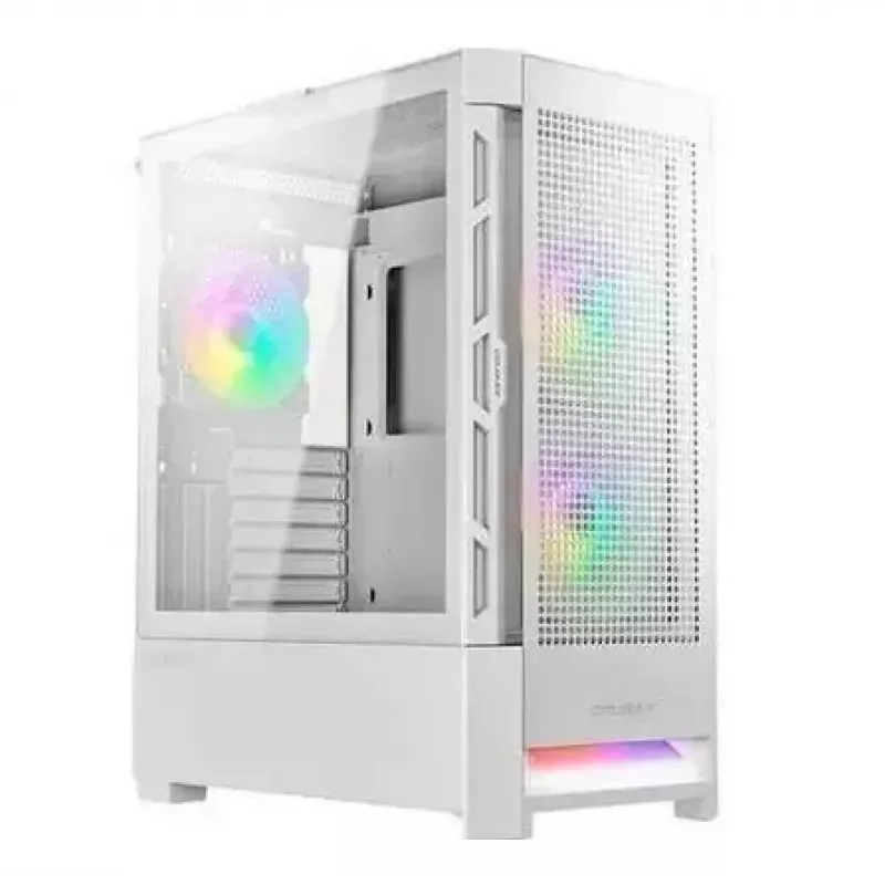 PC-Gehäuse Cougar COUGAR Airface RGB Midi Tower Weiß — 230×386×491 mm, unterstützt 3×120/140 mm vorne, 1×120 mm hinten, 2,5/3,5-Zoll-Laufwerke