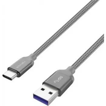 USB 3.2 Gen 1 Kabel, USB-A-Stecker > USB-C-Stecker (Grau, 2 Meter, ummantelt)