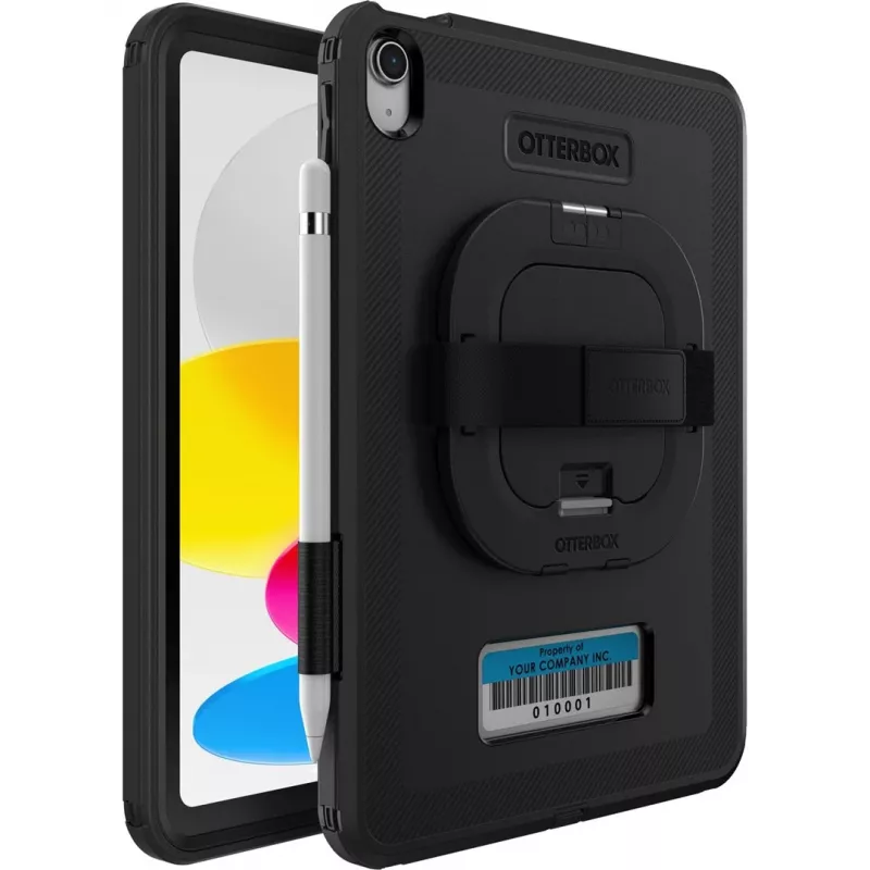 Otter Products OtterBox Defender Series - Hintere Abdeckung für Tablet - widerstandsfähig - mit Ständer & Handschlaufe - Schwarz - für Apple 10,9-inch