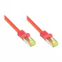 RJ45 Patch-Kabel mit Cat.7 Rohkabel und Rasthebelschutz (RNS®), S/FTP, PiMF, halogenfrei, 600 MHz, OFC, Rot, 30 m, Good Connections® (8070R-300R)