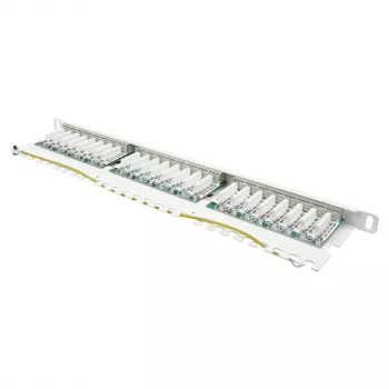 Patchpanel 48,30cm (19) Cat. 6, 24-Port, 0,5 HE, STP geschirmt, werkzeugloses Öffnen, Reinweiß (RAL9010), Goo (GC-N0137)