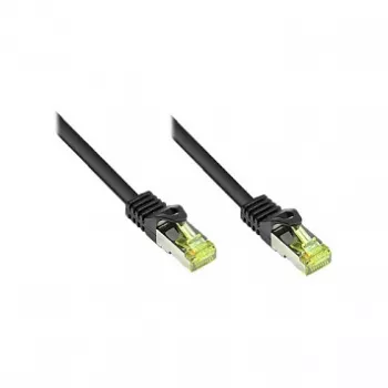 RJ45-Patchkabel mit Cat.7-Rohkabel und Rasthebelschutz (RNS®), S/FTP, PiMF, halogenfrei, 600MHz, OFC, schwarz, 60m, Good Connections® (8070R-600S)