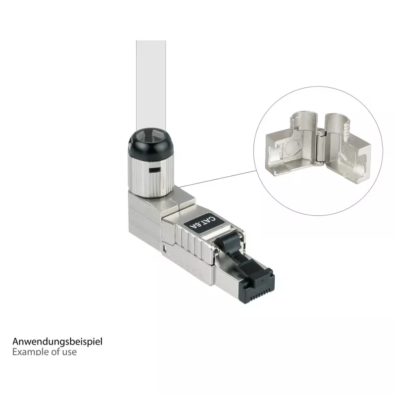 RJ45-Stecker Kat. 6A, werkzeuglos / feldkonfektionierbar, STP geschirmt, Metall, 5 Richtungen, Good (GC-N0165)