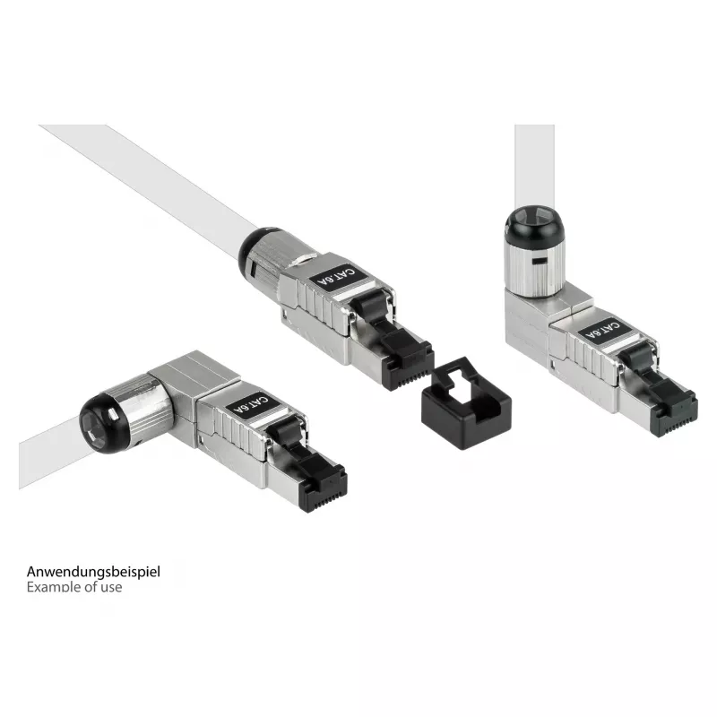 RJ45-Stecker Kat. 6A, werkzeuglos / feldkonfektionierbar, STP geschirmt, Metall, 5 Richtungen, Good (GC-N0165)