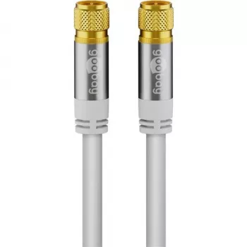 Goobay SAT-Antennenkabel (135-dB-Typ), 4-fach geschirmt, 2 m, Weiß – vergoldet, F-Stecker > F-Stecker (70600)