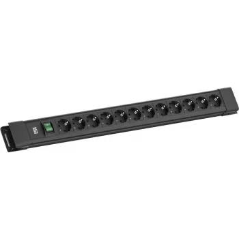 Steckdosenleiste Bachmann CONNECTUS 12x CEE7/3-Steckdosen mit 1x Schalter, 2,0 m Kabel, CEE7/7-Stecker, schwarz