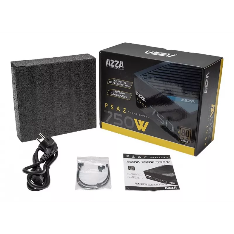Netzteil AZZA PSAZ-750W 750 W 20+4 pin ATX 80 PLUS Bronze Schwarz, nicht-modular
