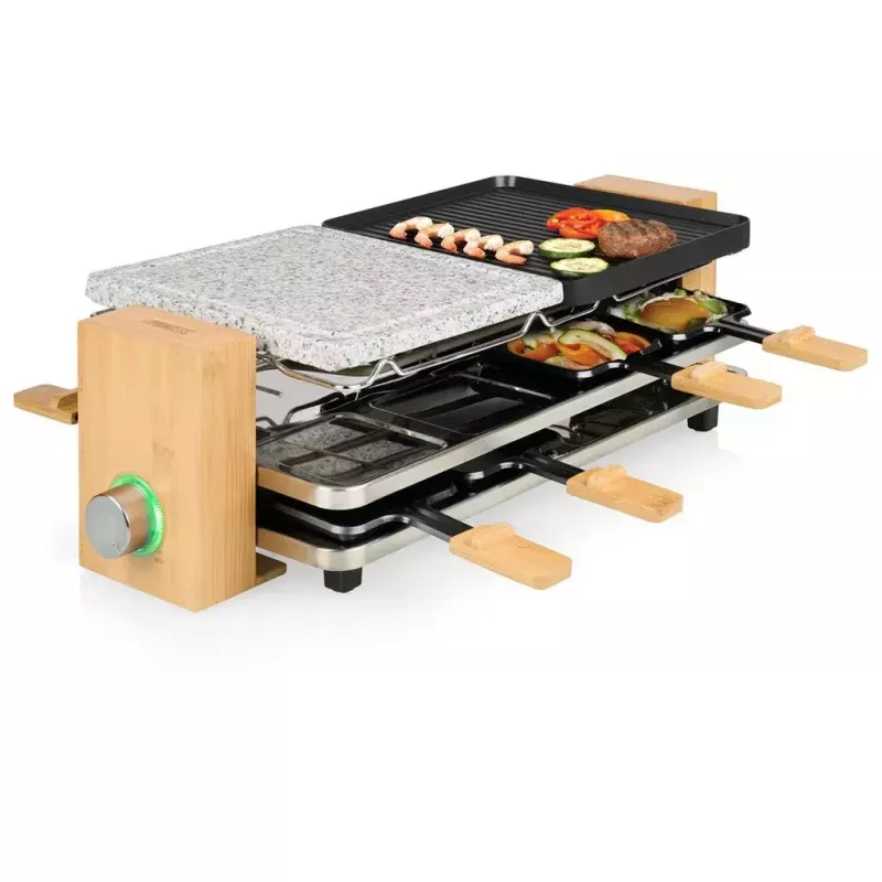 Raclette-Grill Princess 01.162955.01.001 8 Personen Aluminium Schwarz Grau Holz