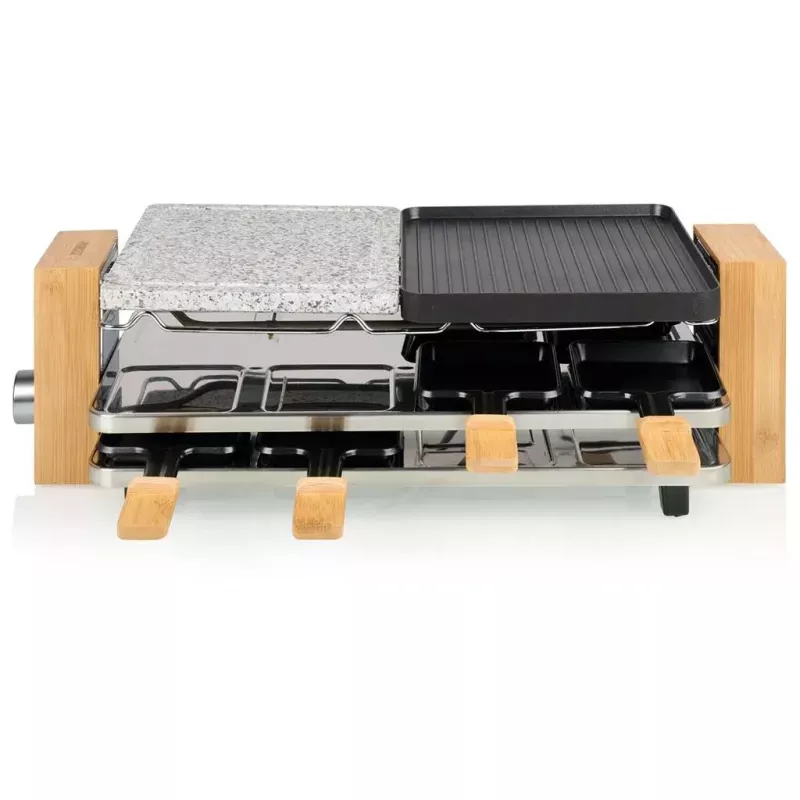 Raclette-Grill Princess 01.162955.01.001 8 Personen Aluminium Schwarz Grau Holz